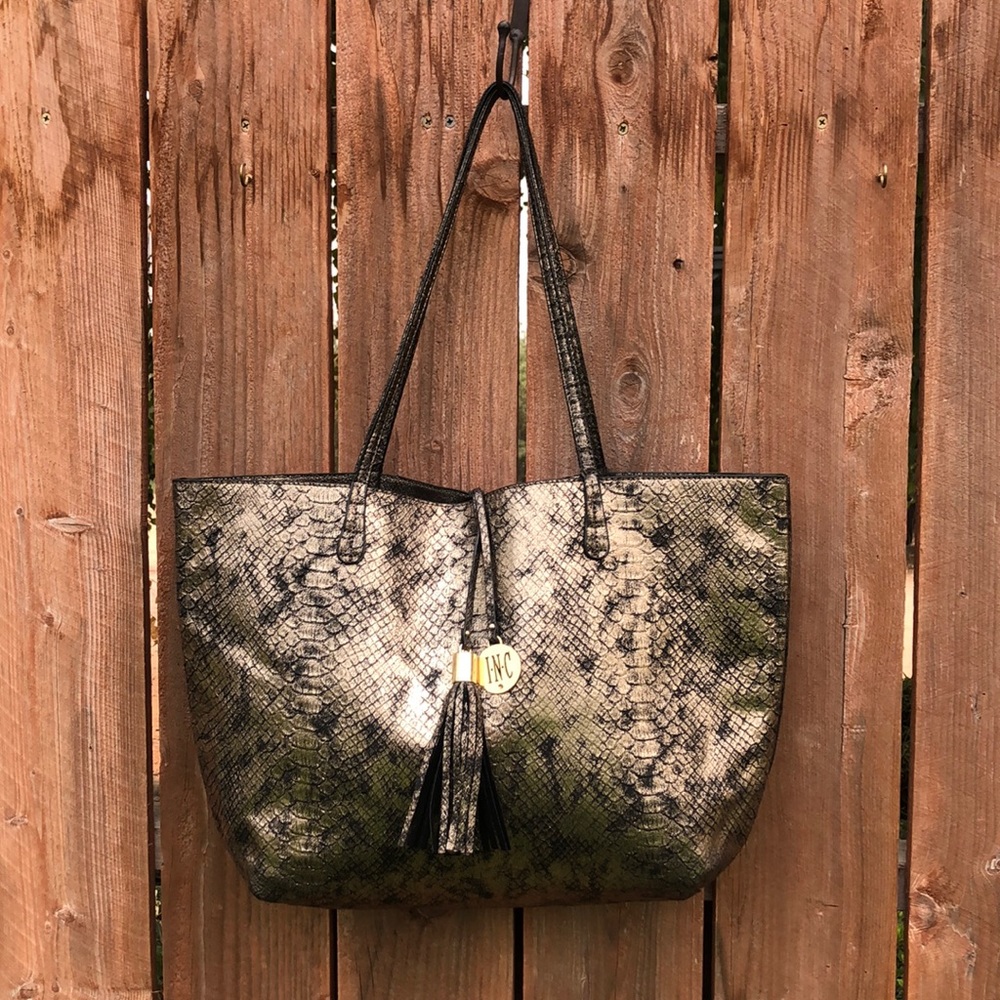INC Metallic Reversible Tote Bag Purse